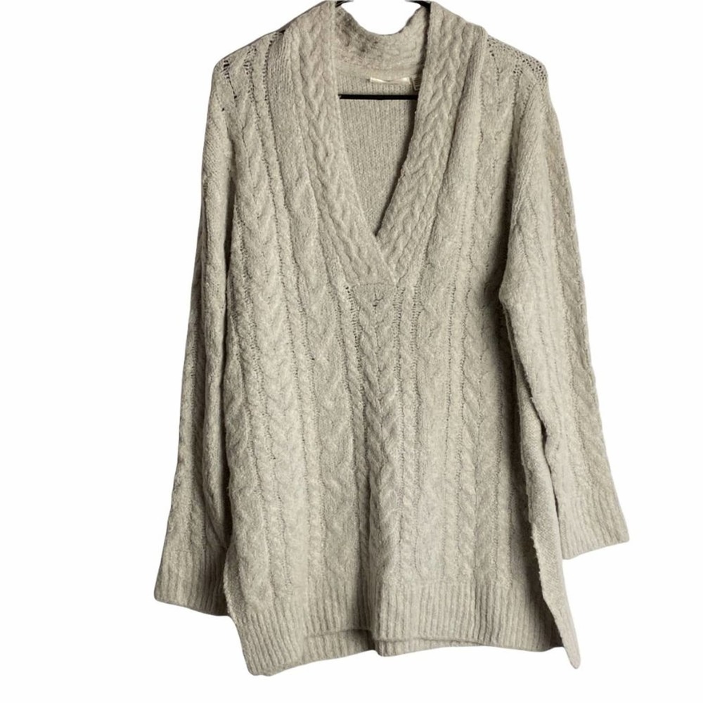 Cloth Women's Grey Knit Pullover Long Sleeve Sweater